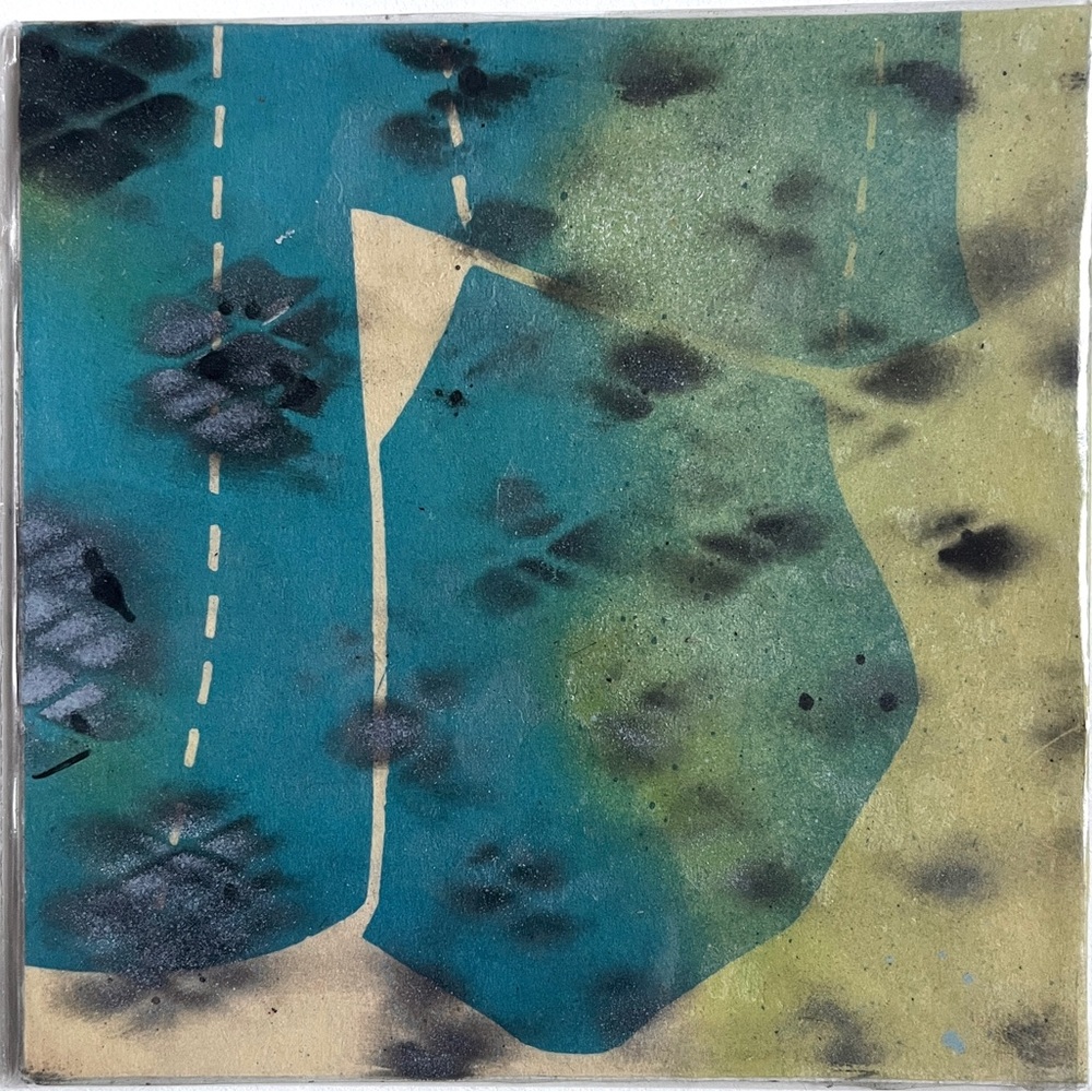 ‘Grip’ Marksman Series: Mixed Media Art in Blue and Green with Textured Layers
